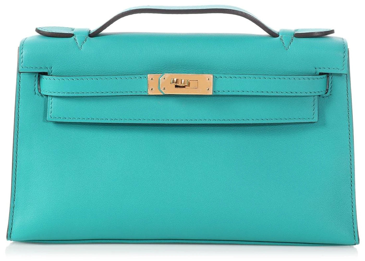 Hermes Kelly Pochette Swift Bleu Paon