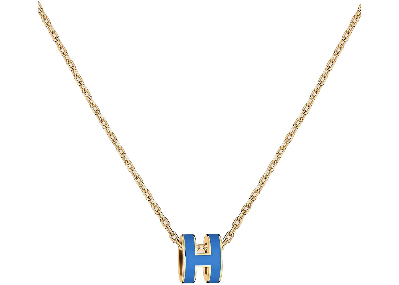 Hermes Mini Pop H Pendant Bleu Sature