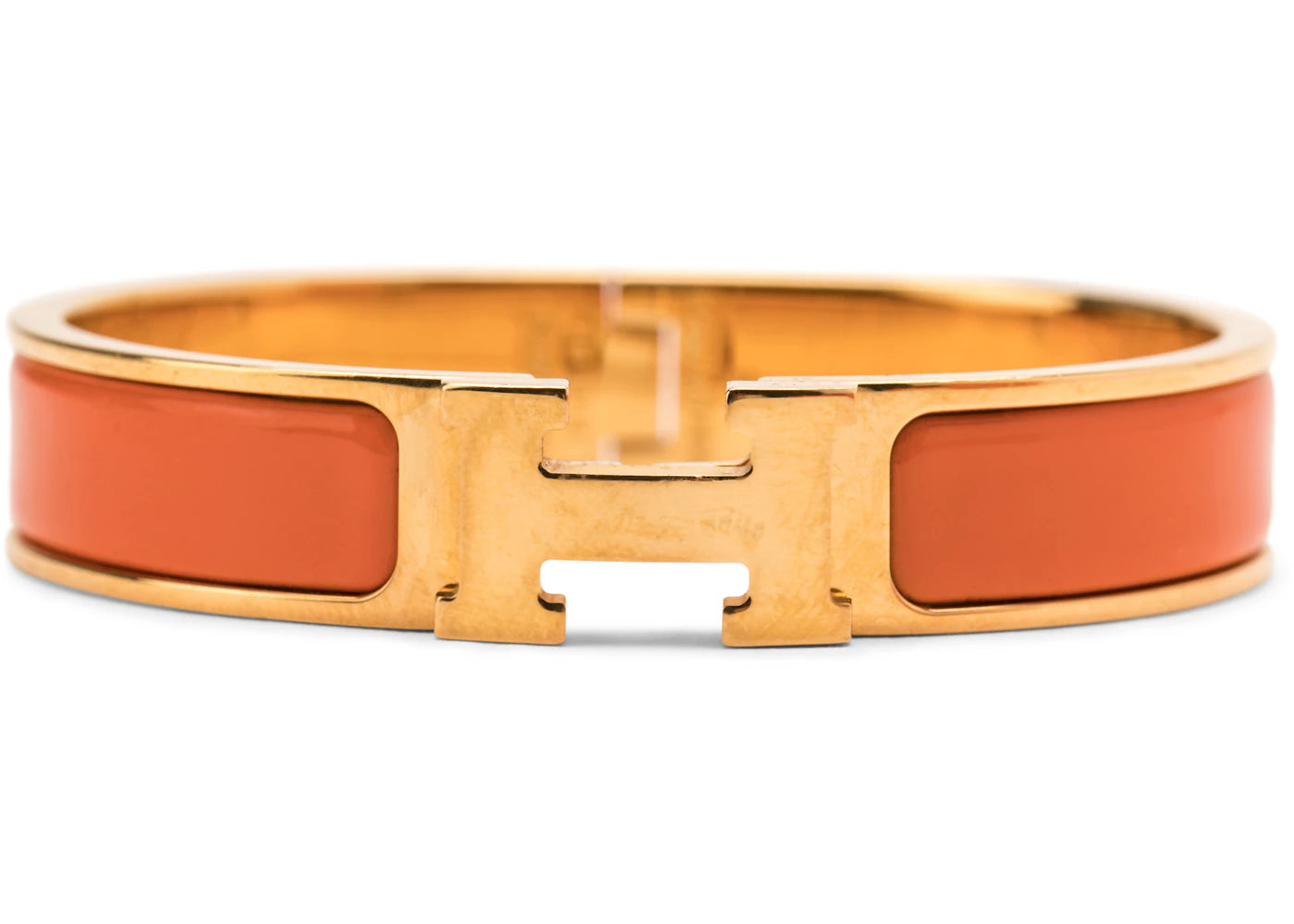 Hermes Bracelet Narrow Clic Clac H Enamel PM Gold-tone Orange