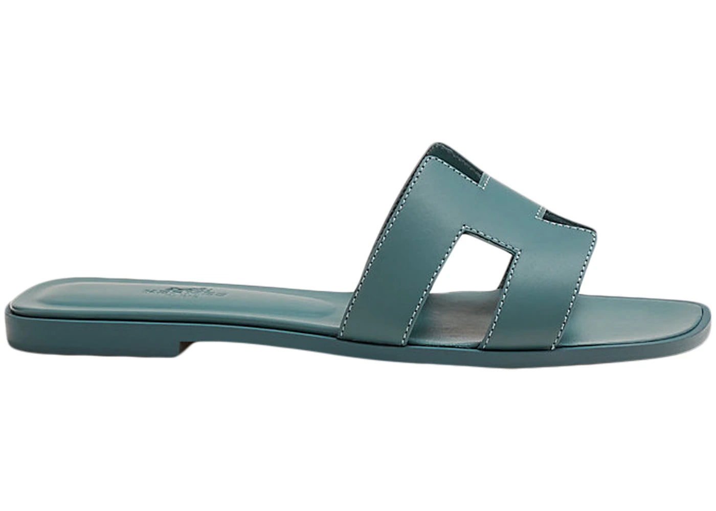 Hermes Oran Sandal Bleu Pinede Box Calfskin Leather