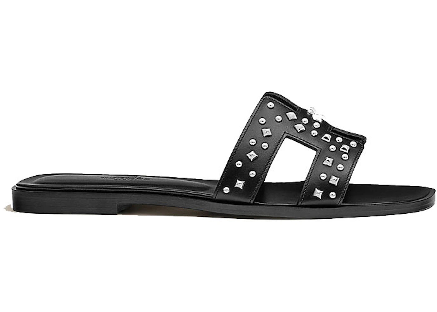 Hermes Oran Sandal Noir Stud Calfskin