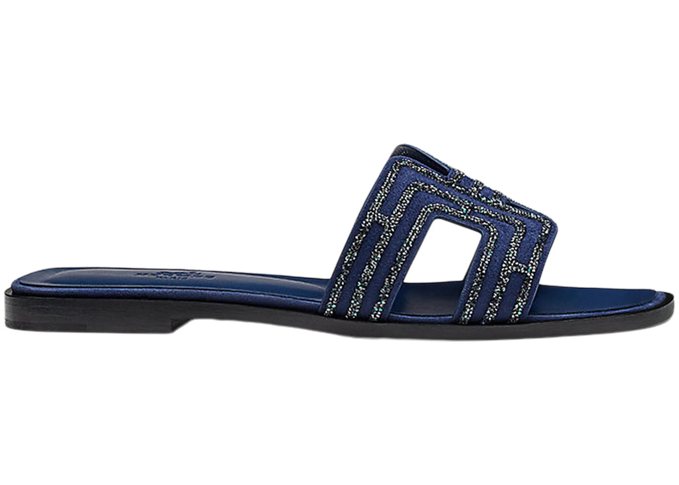 Hermes Oran Sandal Prussian Blue Suede Goatskin