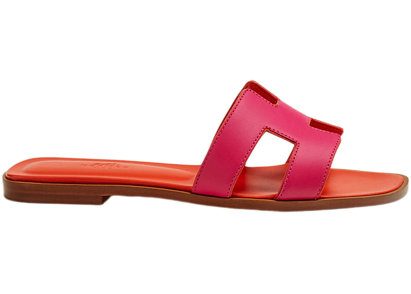 Hermes Oran Sandal Rose Flash Orange Calfskin Leather