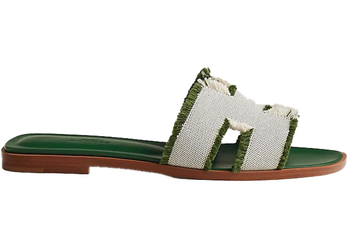 Hermes Oran Sandal Vert Canvas