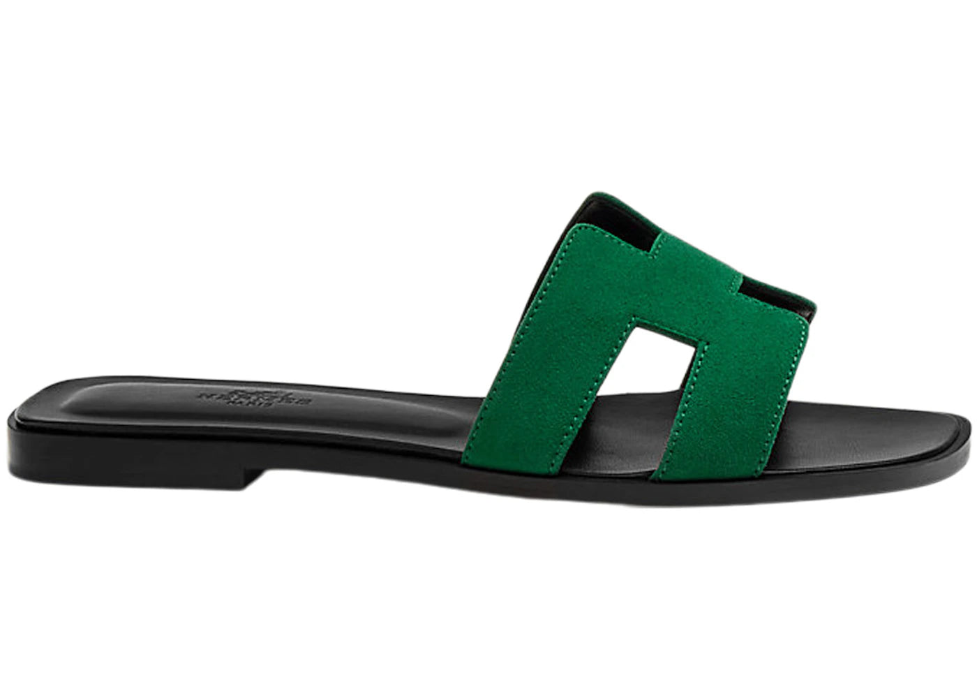 Hermes Oran Sandal Vert Electrique Suede Goatskin