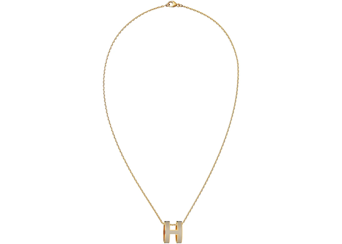 Hermes Mini Pop H Pendant Gold-tone Marron Glace