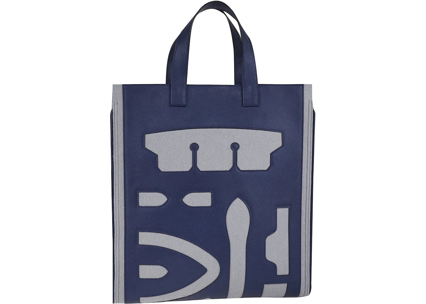 Hermes Petit H  Tote Epsom Wool Skeleton Blue Obscur/Grey