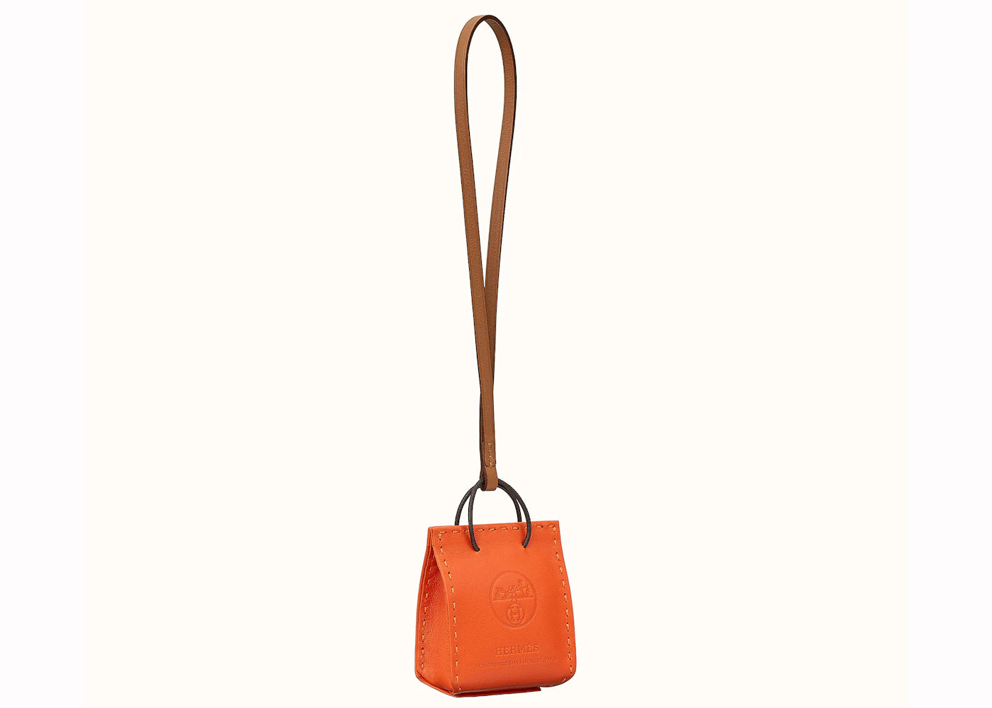 Hermes Shopping Bag Charm Orange