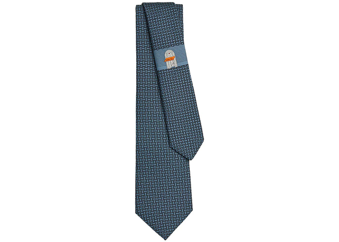 Hermes Tie Mosaique Du Faubourg Marine/Bleu Grise/Blanc