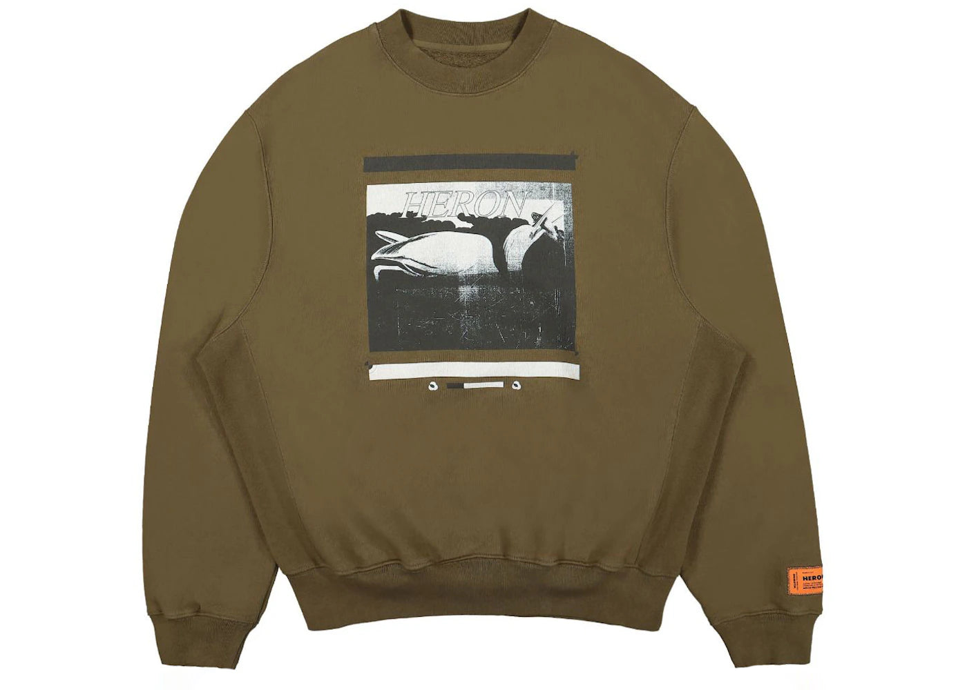 Heron Preston Misprinted Heron Crewneck Dark Olive/Black