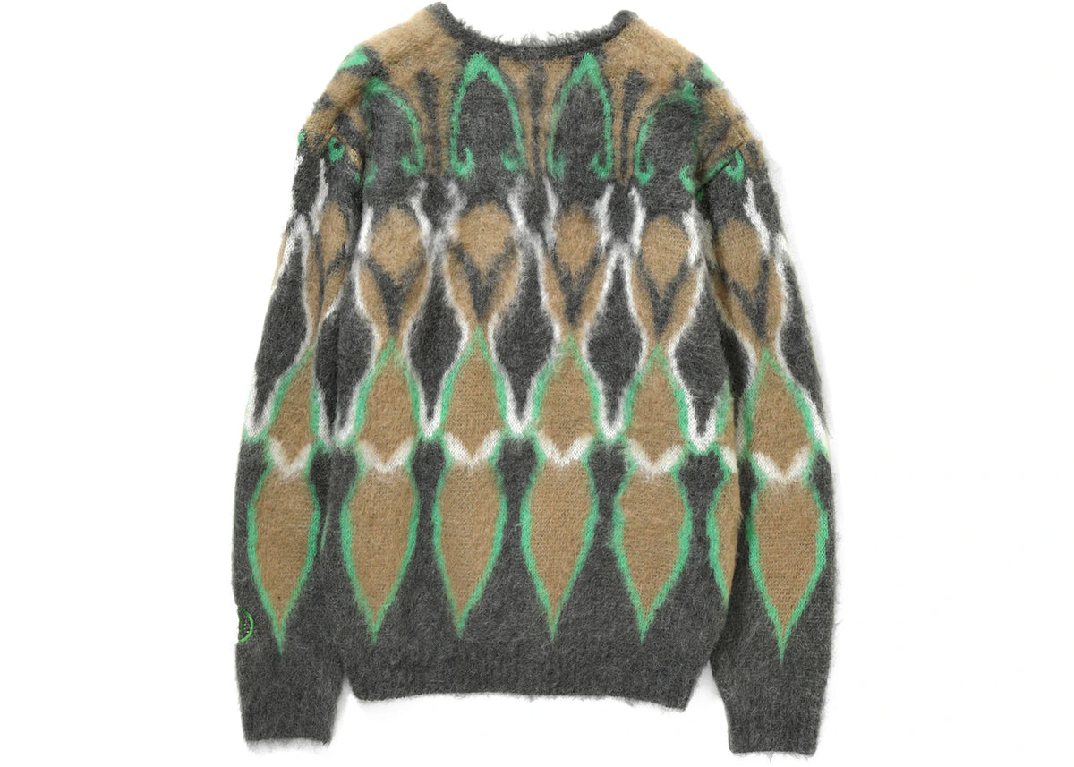 Hidden NY x Needles Mohair Cardigan Charcoal Psychedelic