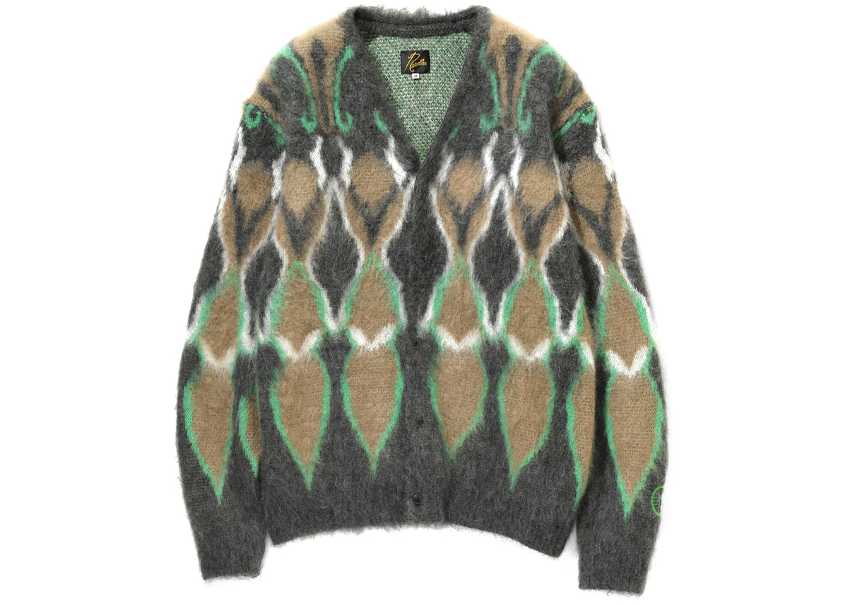 Hidden NY x Needles Mohair Cardigan Charcoal Psychedelic