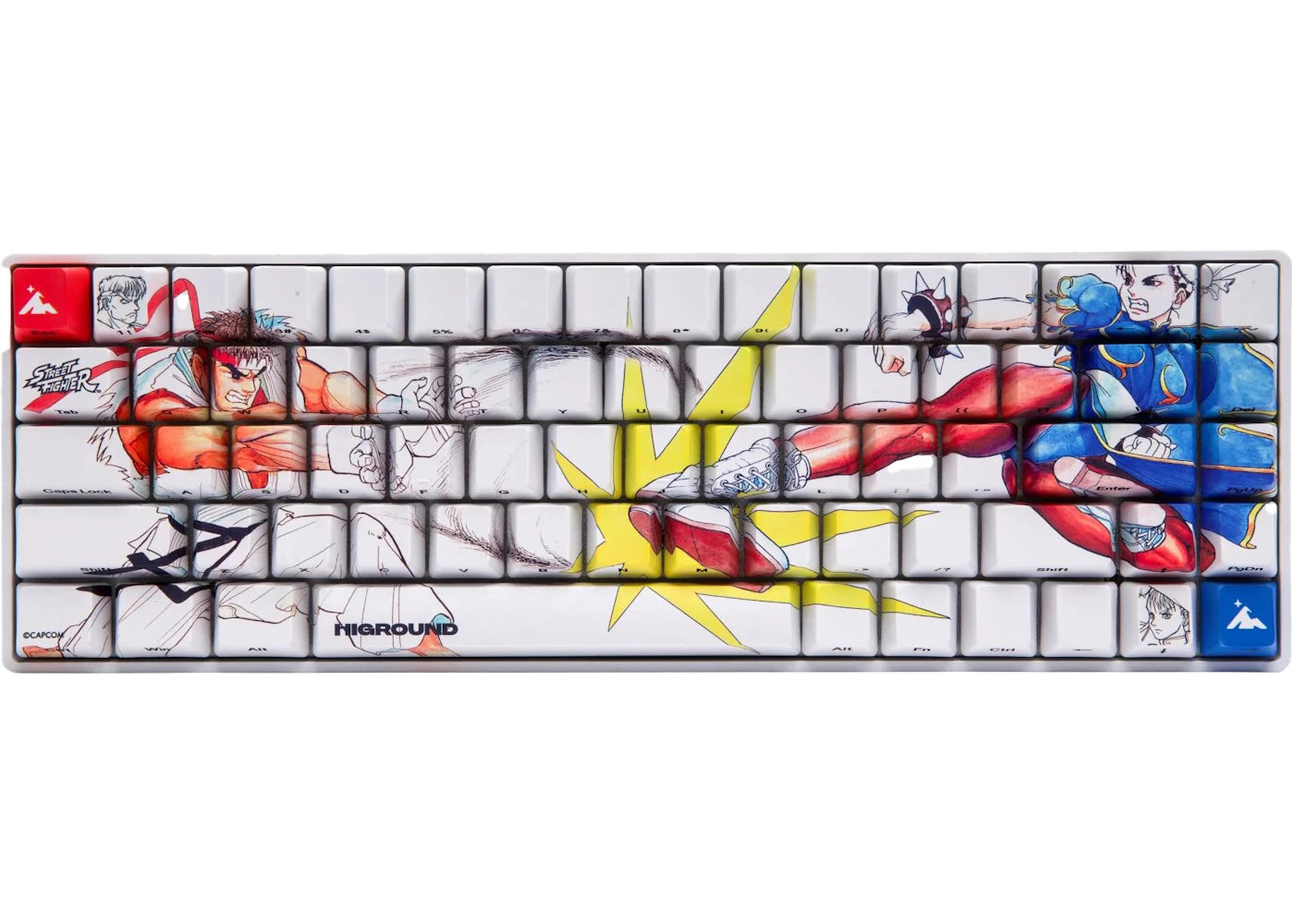 Higround x Street Fighter Ryu vs Chun-Li Basecamp 65 Keyboard White/Bl ...