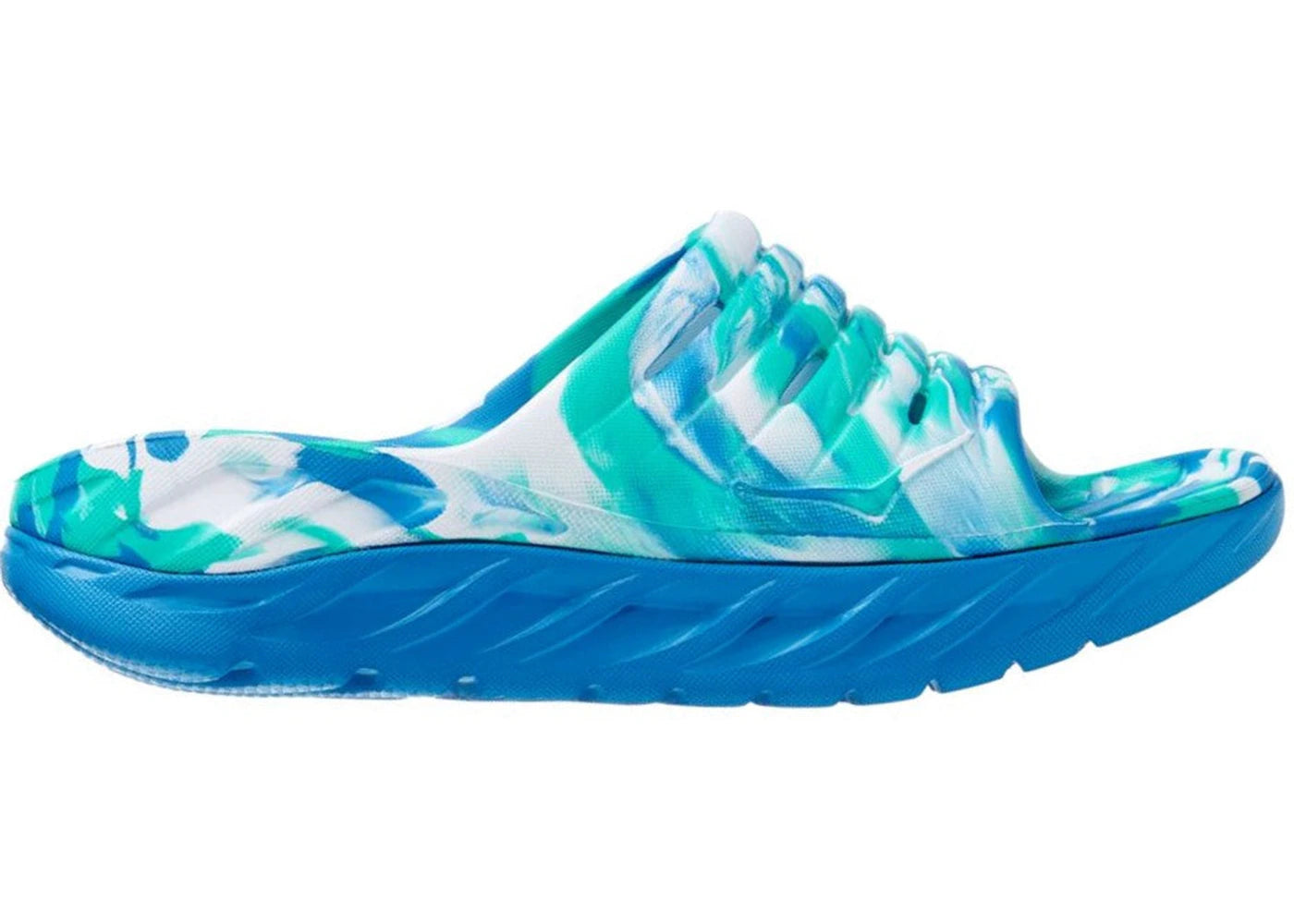 Hoka One One Ora Recovery Slide Swirl Atlantis Blue Coral