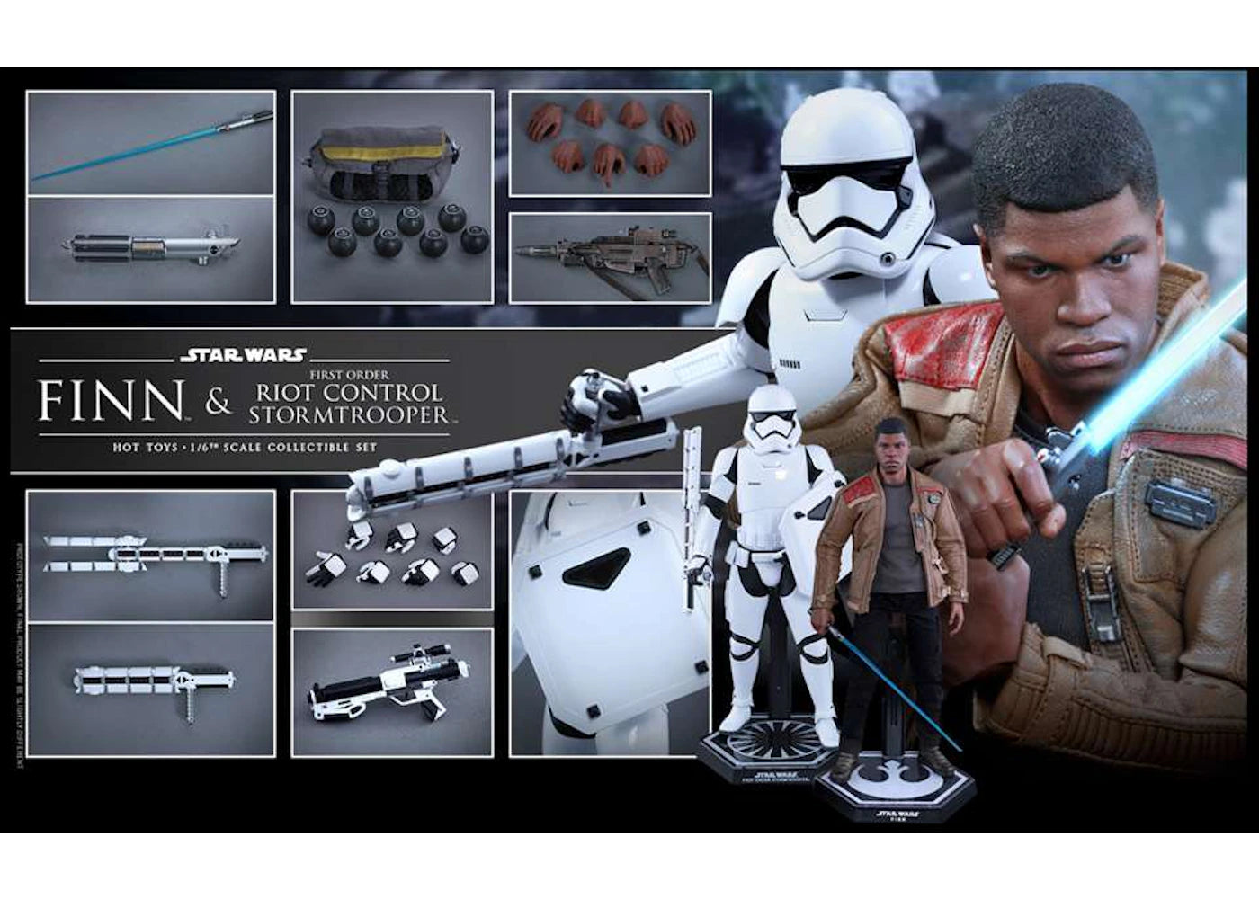 Hot Toys Star Wars The Force Awakens Finn and First Order Riot Control Stormtrooper Collectible Figure