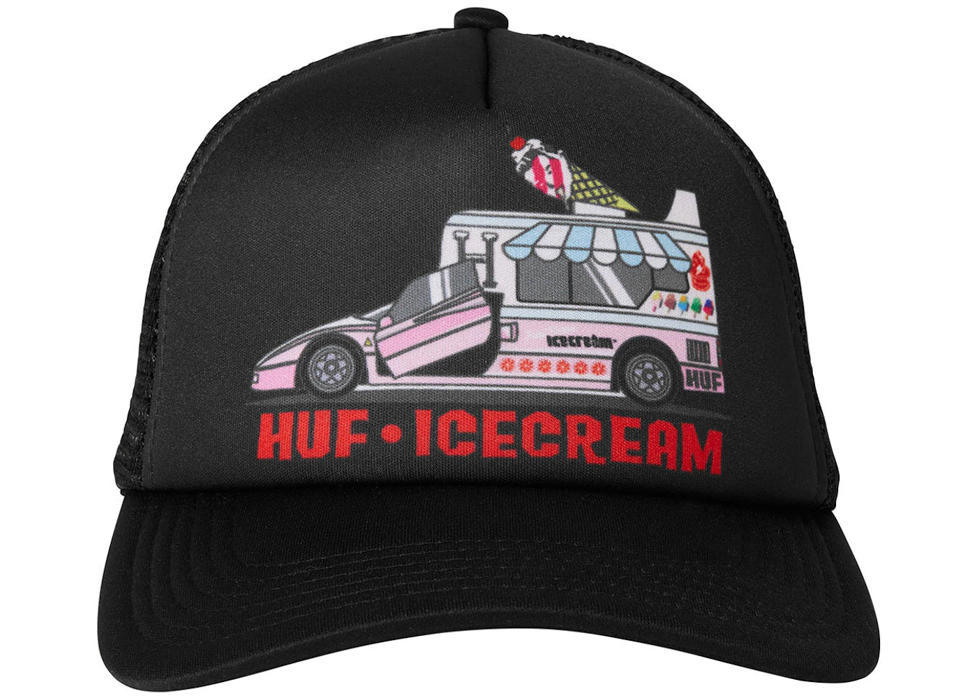 HUF x Ice Cream Fast Serve Trucker Hat Black
