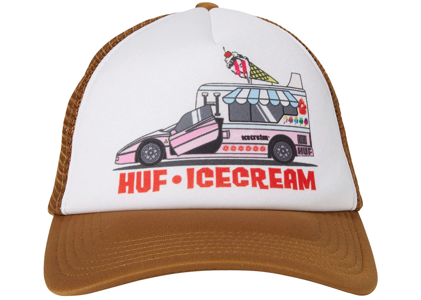 HUF x Ice Cream Fast Serve Trucker Hat Brown