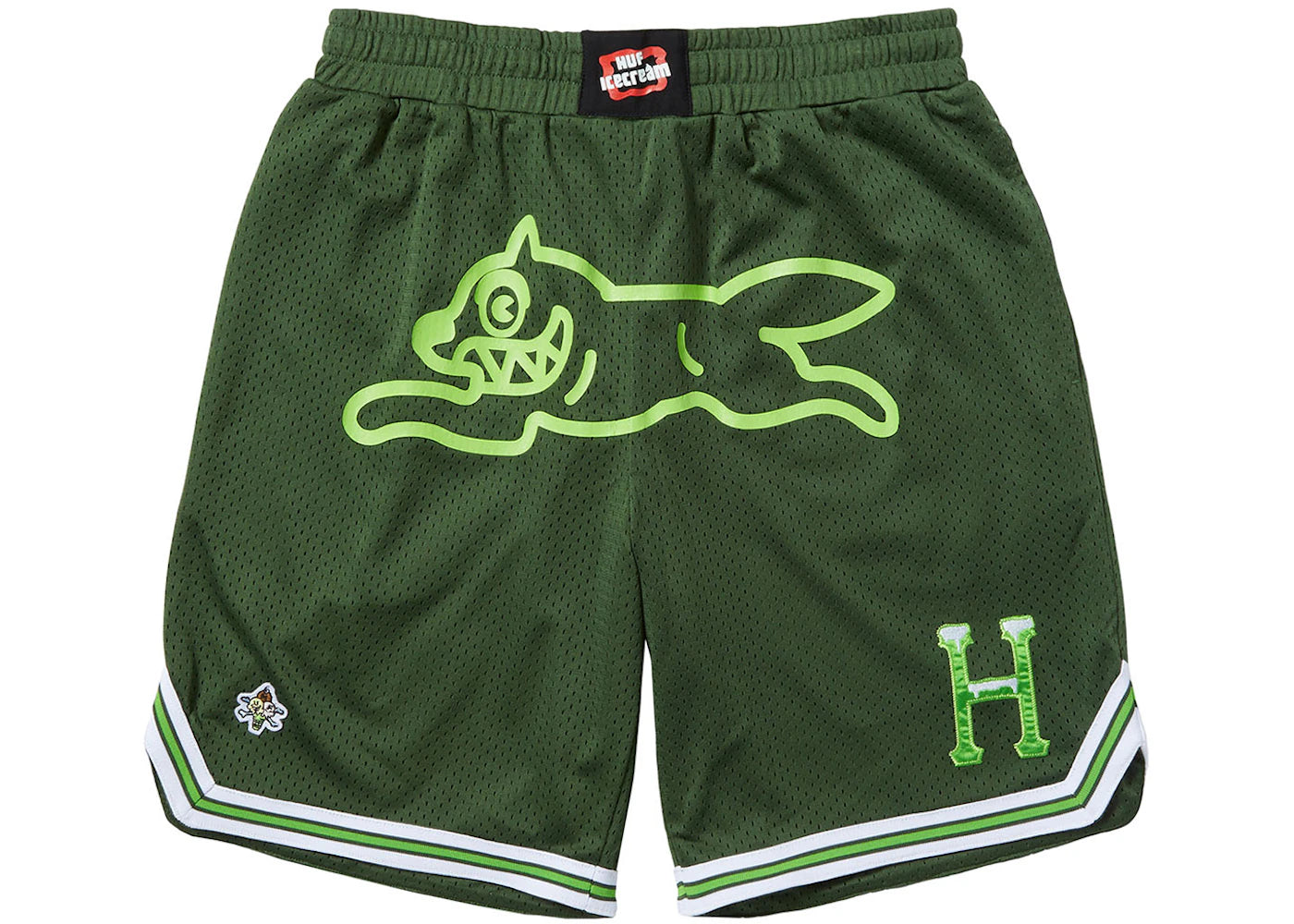 HUF x Ice Cream Running Dog Basketball Short Dark Olive