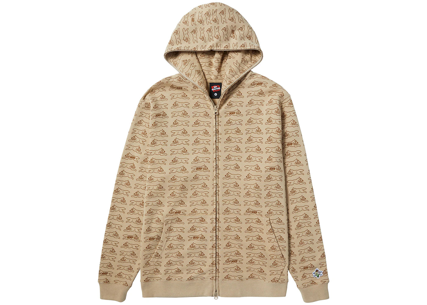 HUF x Ice Cream Running Dog Full Zip Hoodie Mocha