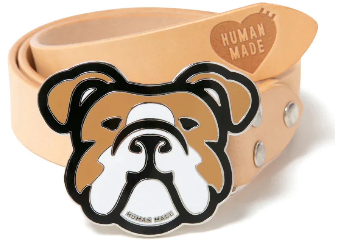 Human Made Bulldog Leather Belt Brown