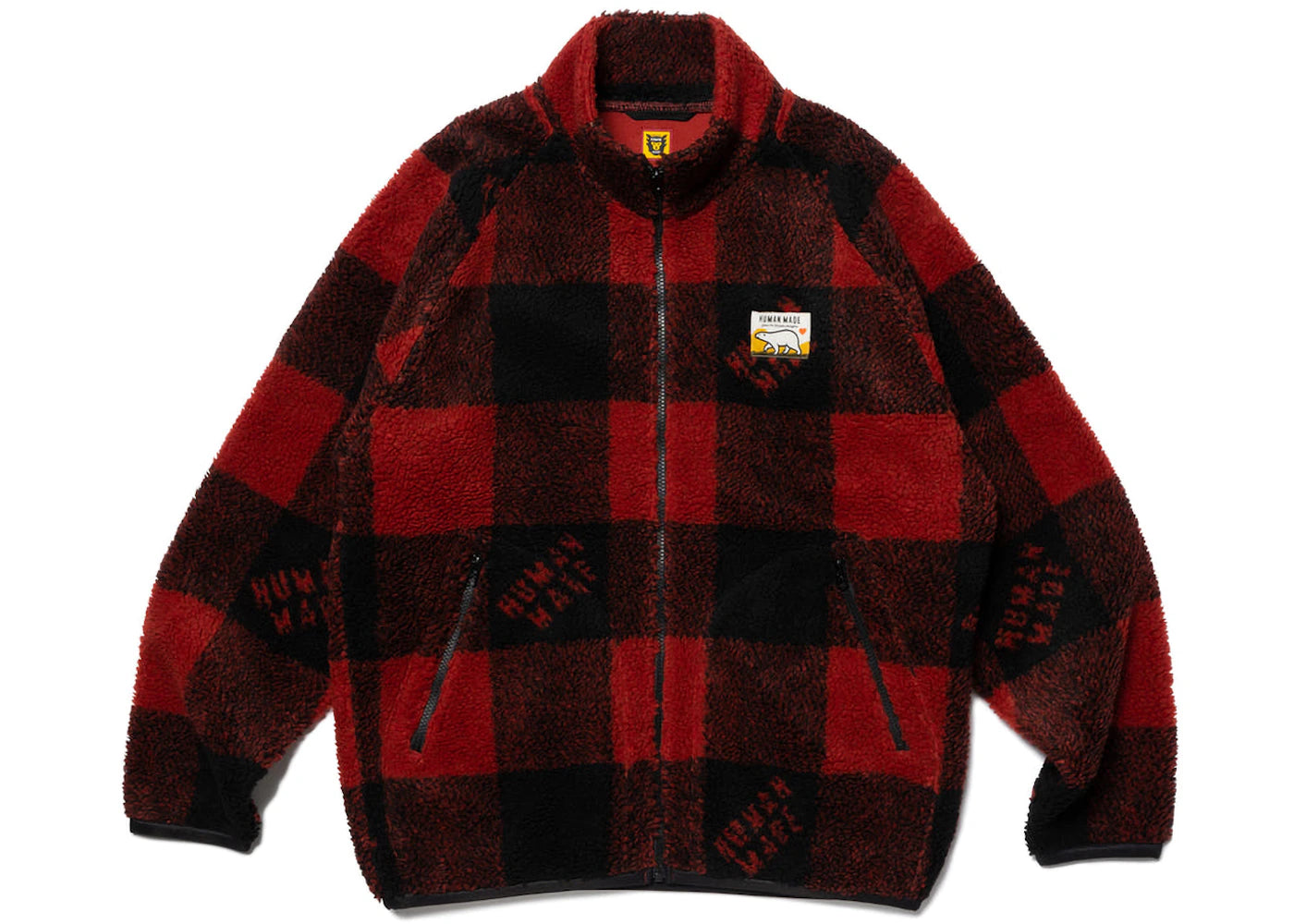 Human Made Check Boa Fleece Jacket Red
