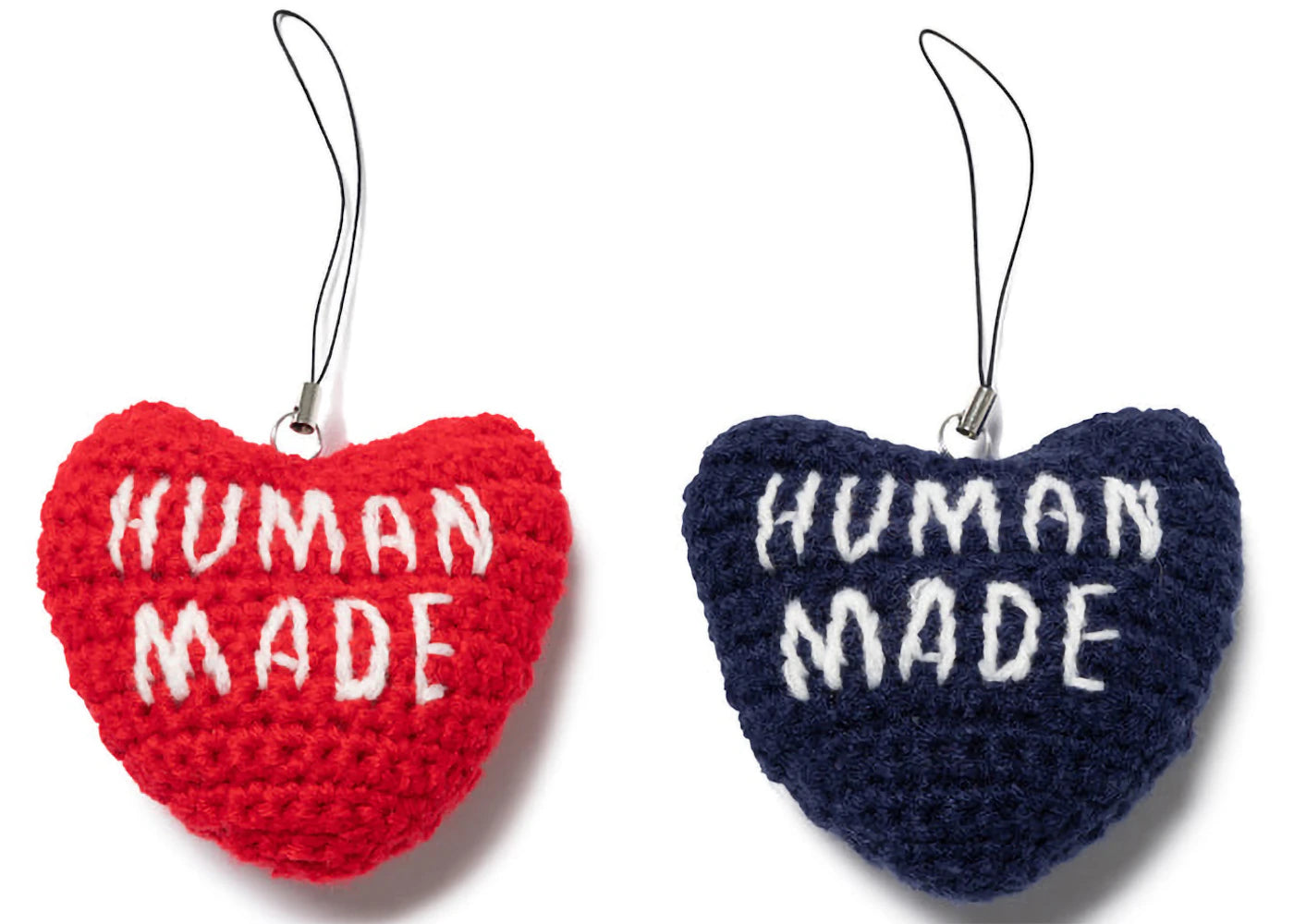 Human Made Crocheted Heart Keychain Red Navy
