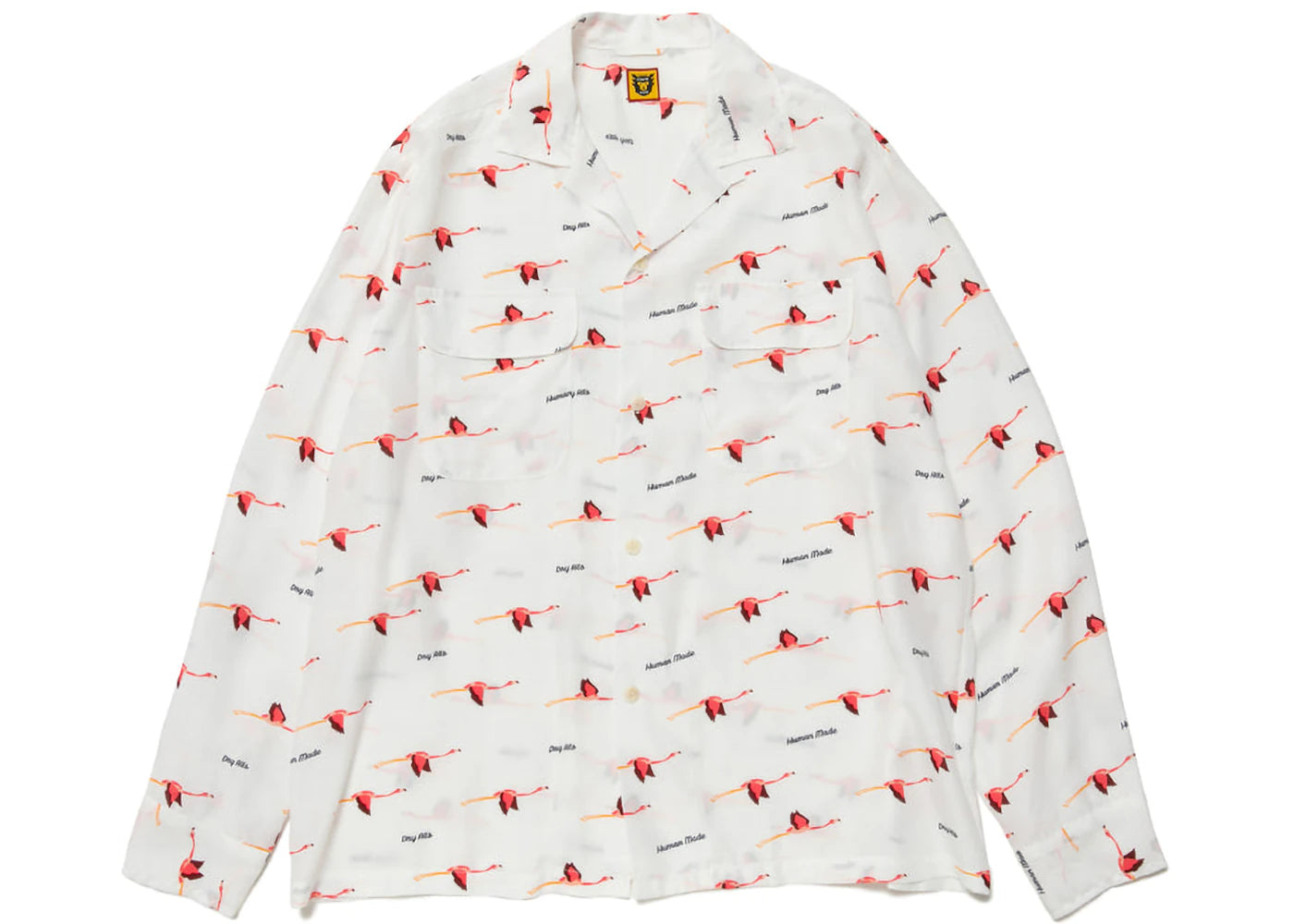 Human Made Flamingo Open Collar L/S Shirt White