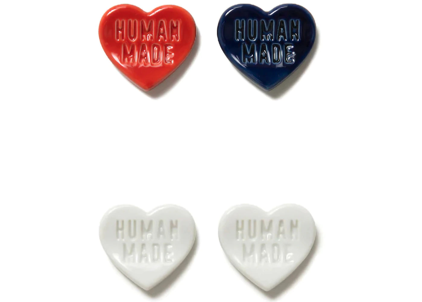 Human Made Heart Chopstick Rest (Set of 4) White Red Blue