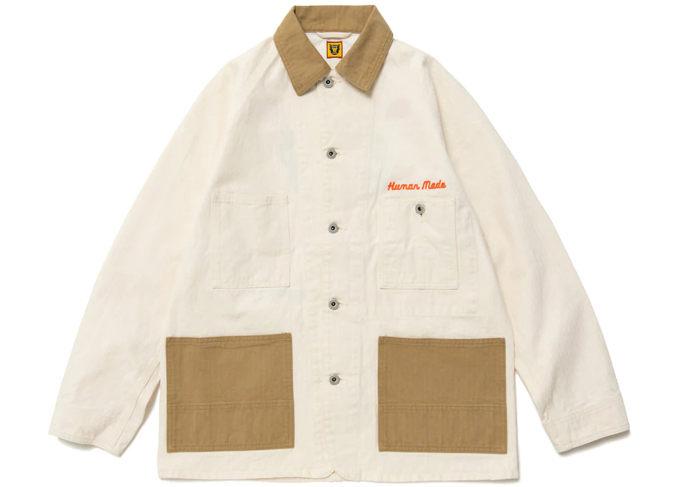 Human Made Herringbone Coverall Jacket White