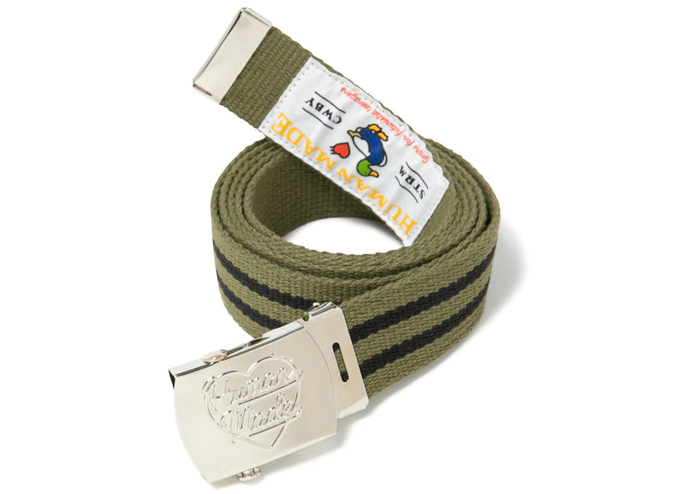 Human Made Striped Web Belt Olive Drab