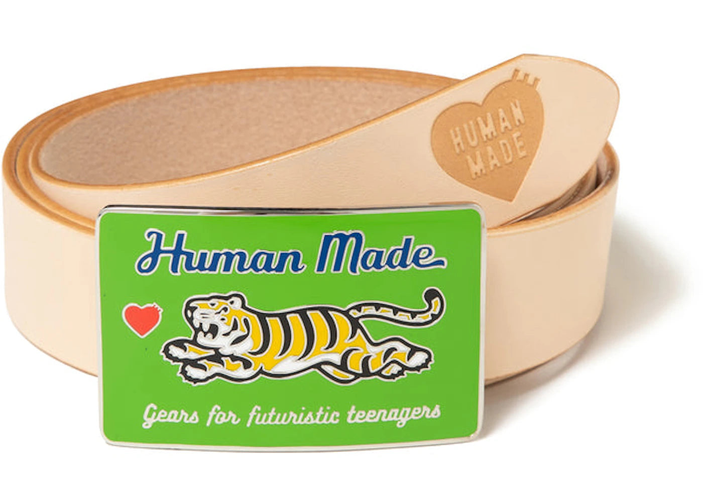 Human Made Tiger Leather Belt Beige