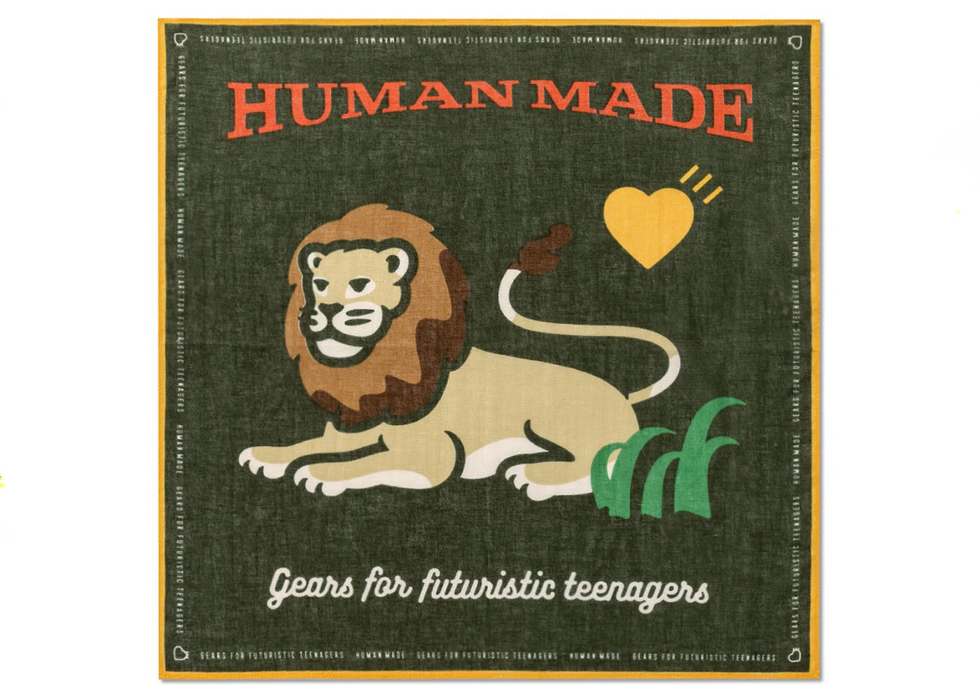 Human Made x HBX Lion Bandana Dark Green