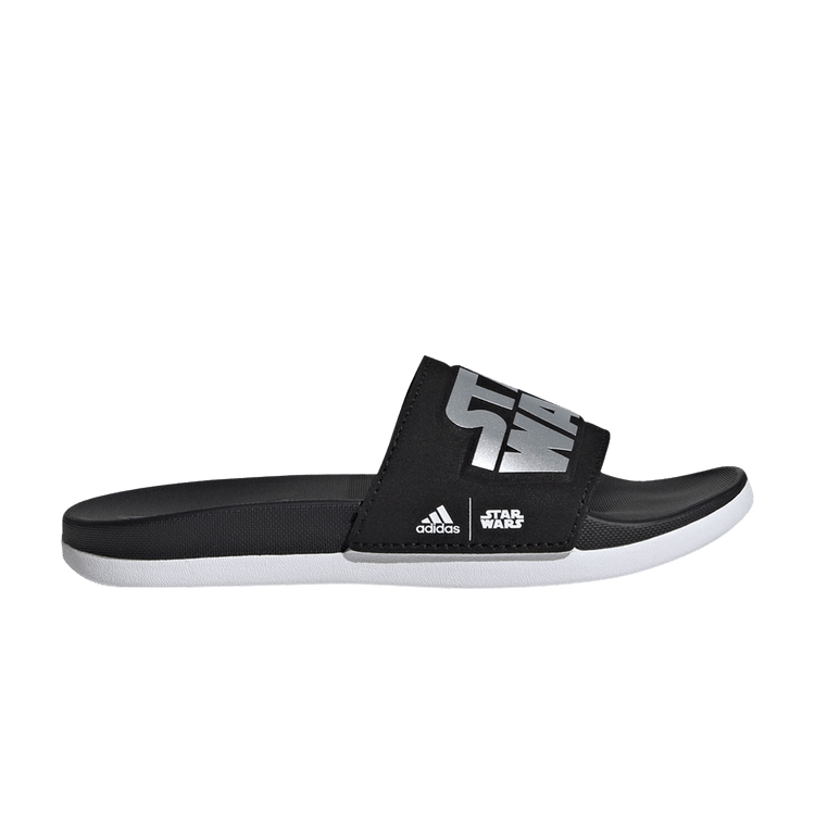 adidas Adilette Comfort Slides Star Wars Core Black Silver Metallic Cloud White (GS)