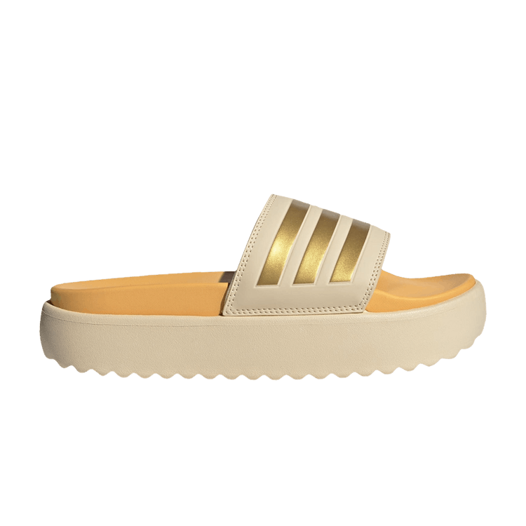 adidas Adilette Platform Slides Crystal Sand Gold Metallic Semi Spark (Women's)