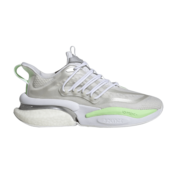 adidas Alphaboost V1 Cloud White Silver Metallic Green Spark (Women's)