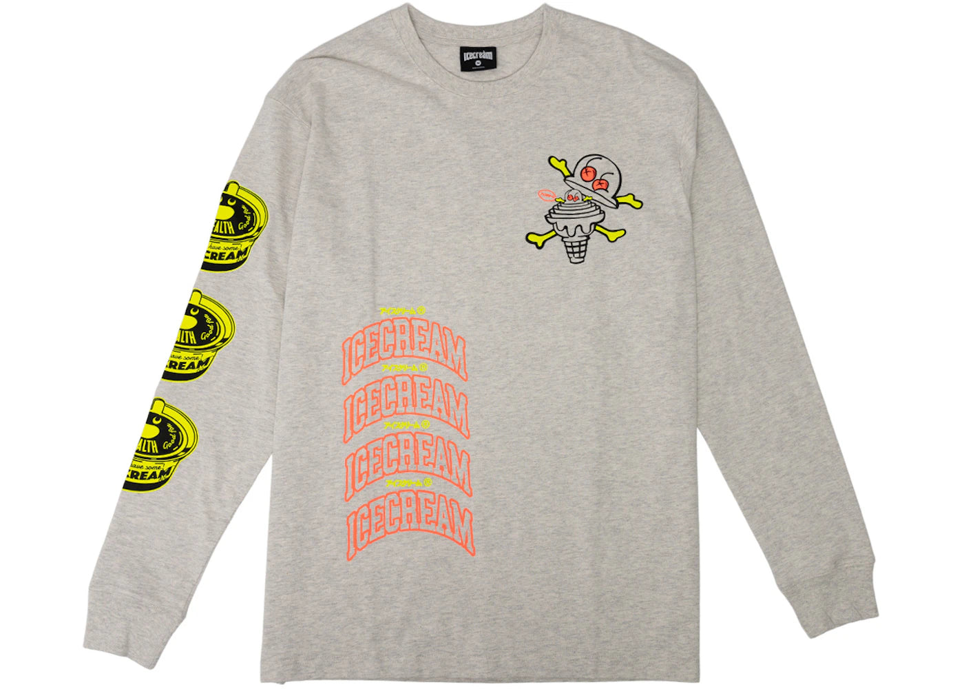 Ice Cream Cup Of Cone Long Sleeve Tee White/Heather Grey