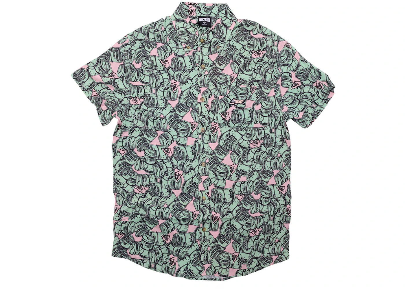 Ice Cream Hundreds Woven Short Sleeve Shirt Green/Rose Smoke