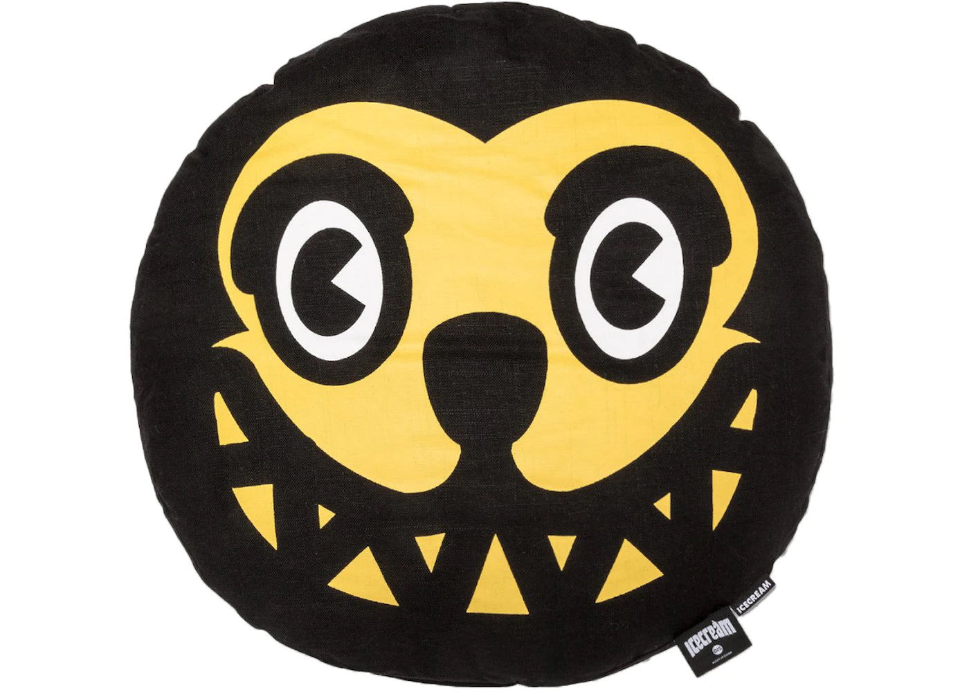 Ice Cream Grin Printed Pillow Black/Yellow