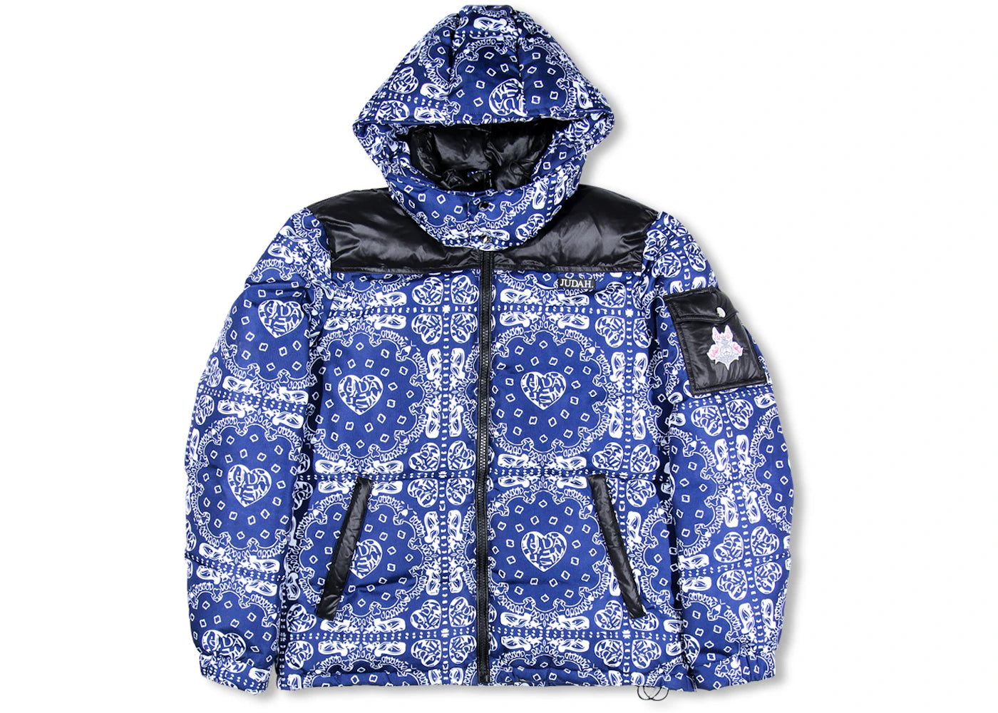 JUDAH. Fruits of Mandela Puffer Jacket Royal Blue