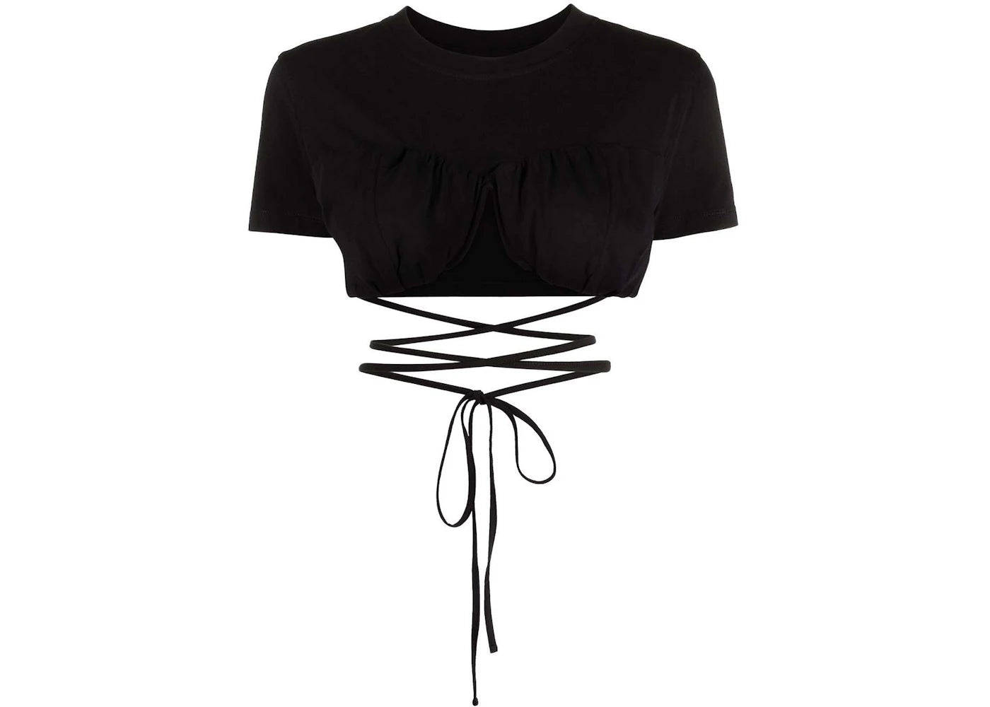 Jacquemus Wraparound Cropped T-Shirt Black