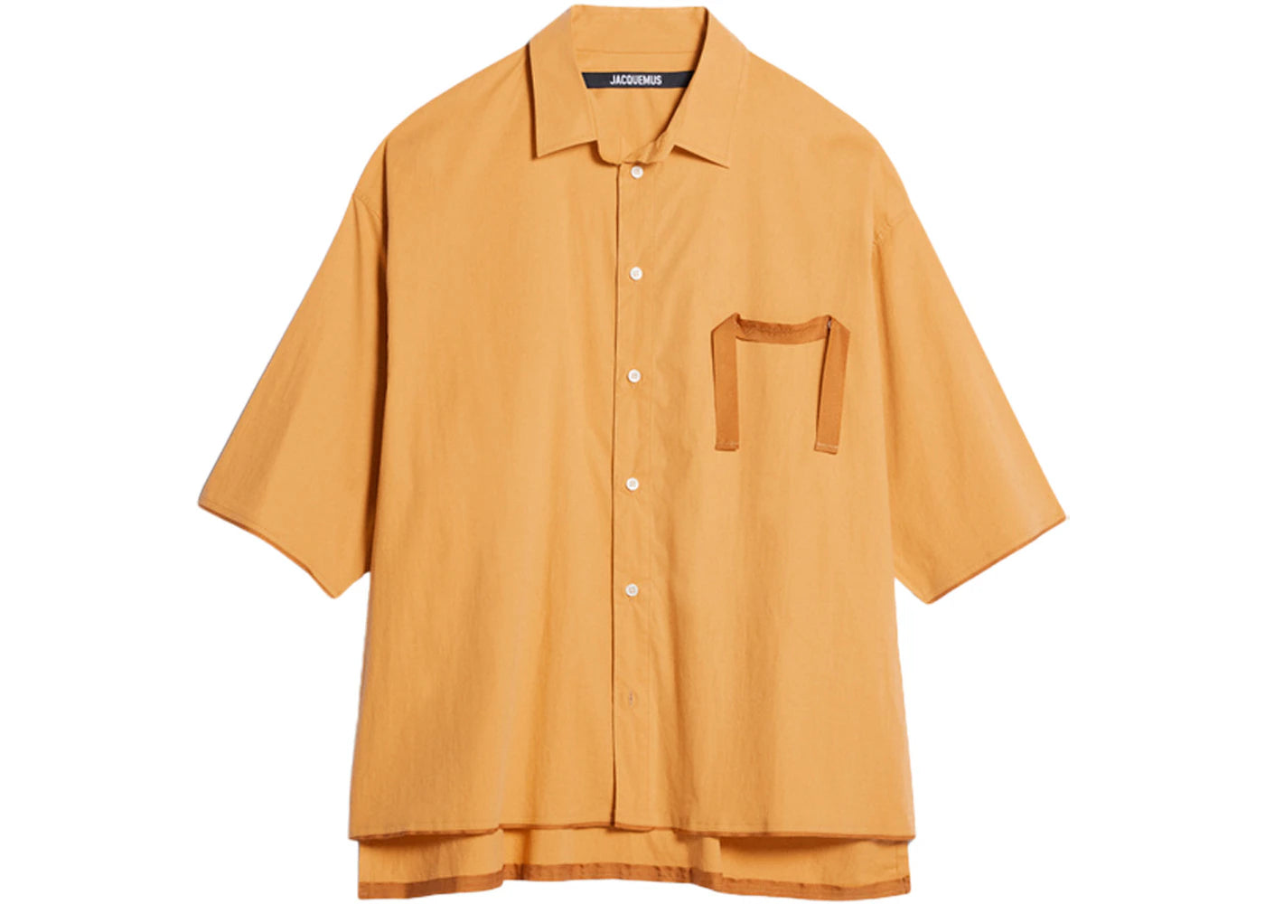 Jacquemus La Chemise Cabri Grosgrain Logo Short Sleeve Shirt Yellow