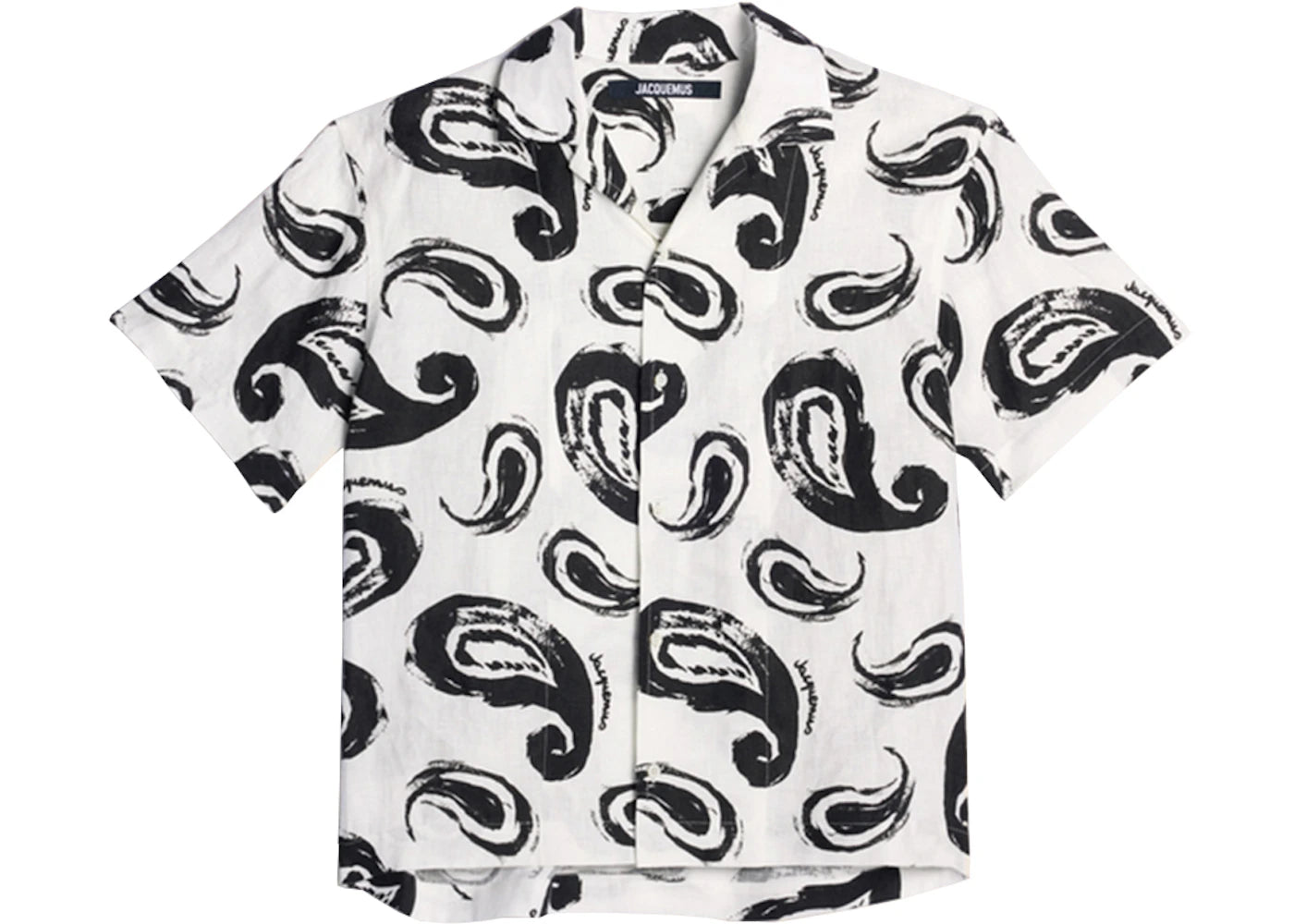 Jacquemus La Chemise Jean Painted Paisley Bowling Shirt Print White/Black Paisley