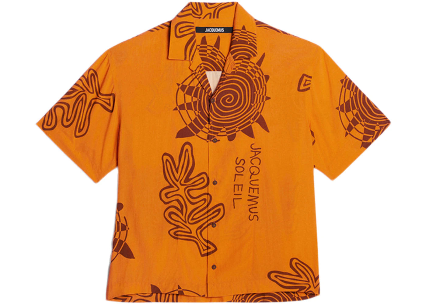 Jacquemus La Chemise Jean Summer Sketch Bowling Shirt Print Orange Arty Sun