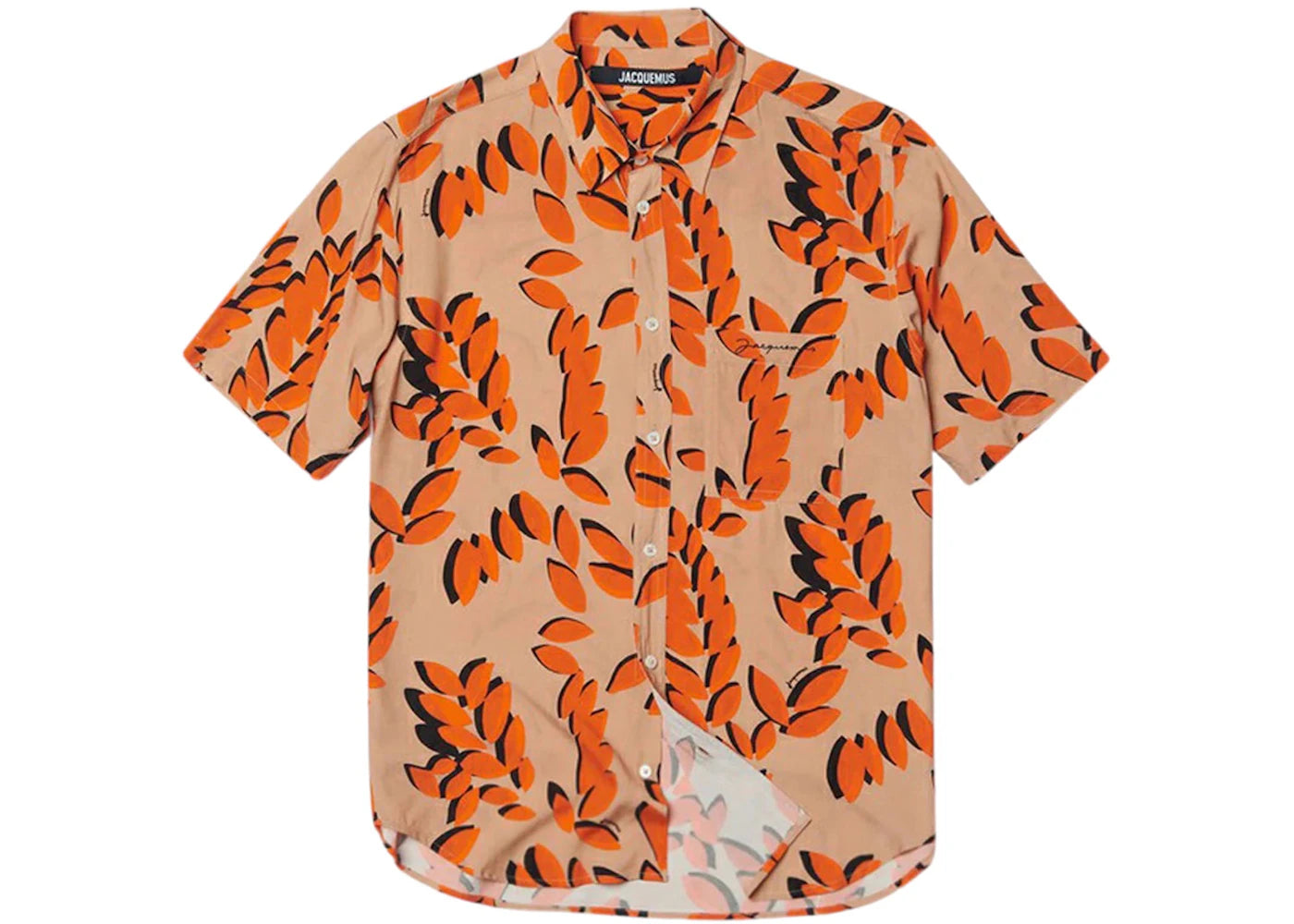 Jacquemus La Chemise Melo Leaves Print Shirt Orange