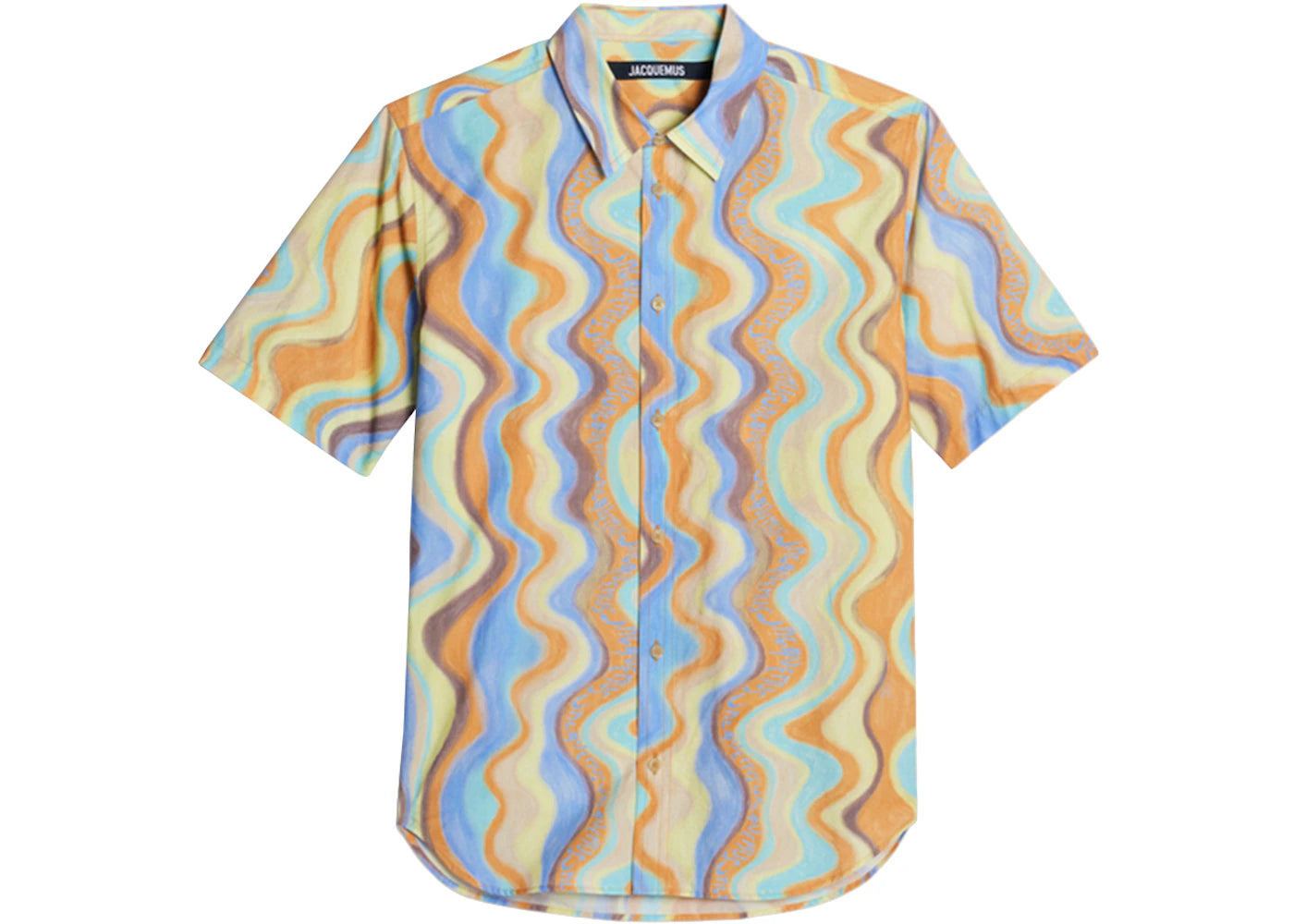 Jacquemus La Chemise Melo Paisley Bandana Short Sleeve Shirt Print Blue Waves Stripes