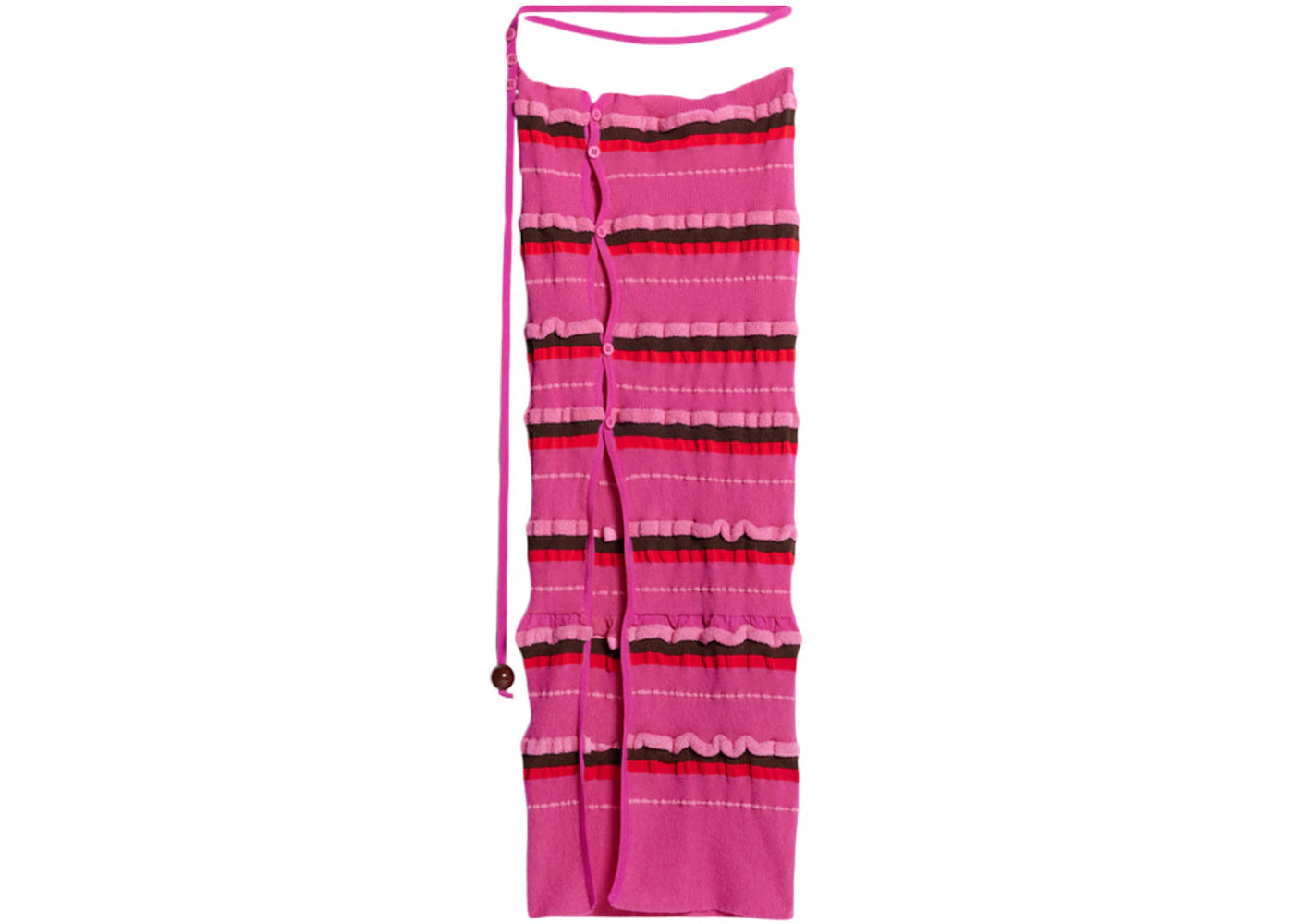 Jacquemus La Jupe Maille Concha Asymmetric Striped Skirt Dark Pink