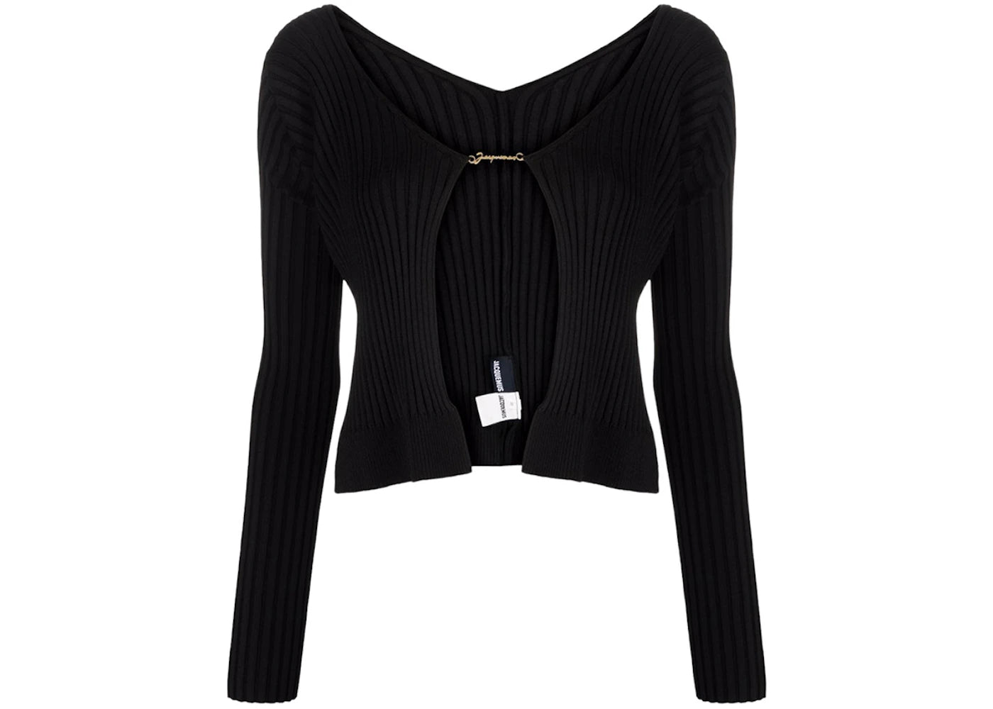 Jacquemus La Maille Pralu Longue Seamless Charm Logo Cardigan Black