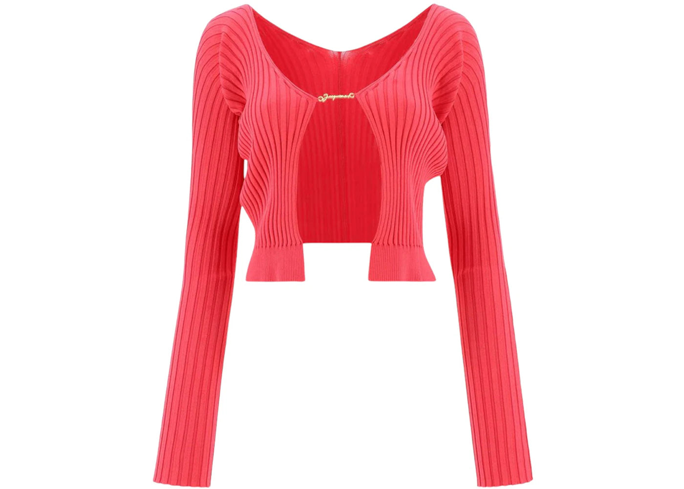 Jacquemus La Maille Pralu Longue Seamless Charm Logo Cardigan Pink