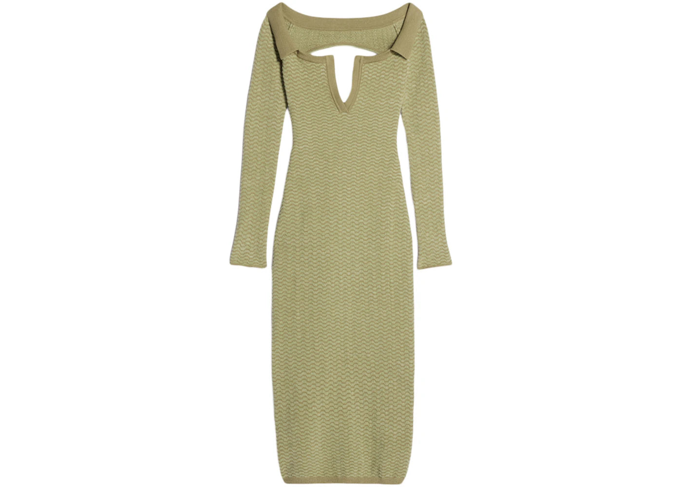 Jacquemus La Robe Maille Pampero Off-The-Shoulder Polo Dress Multi-Green