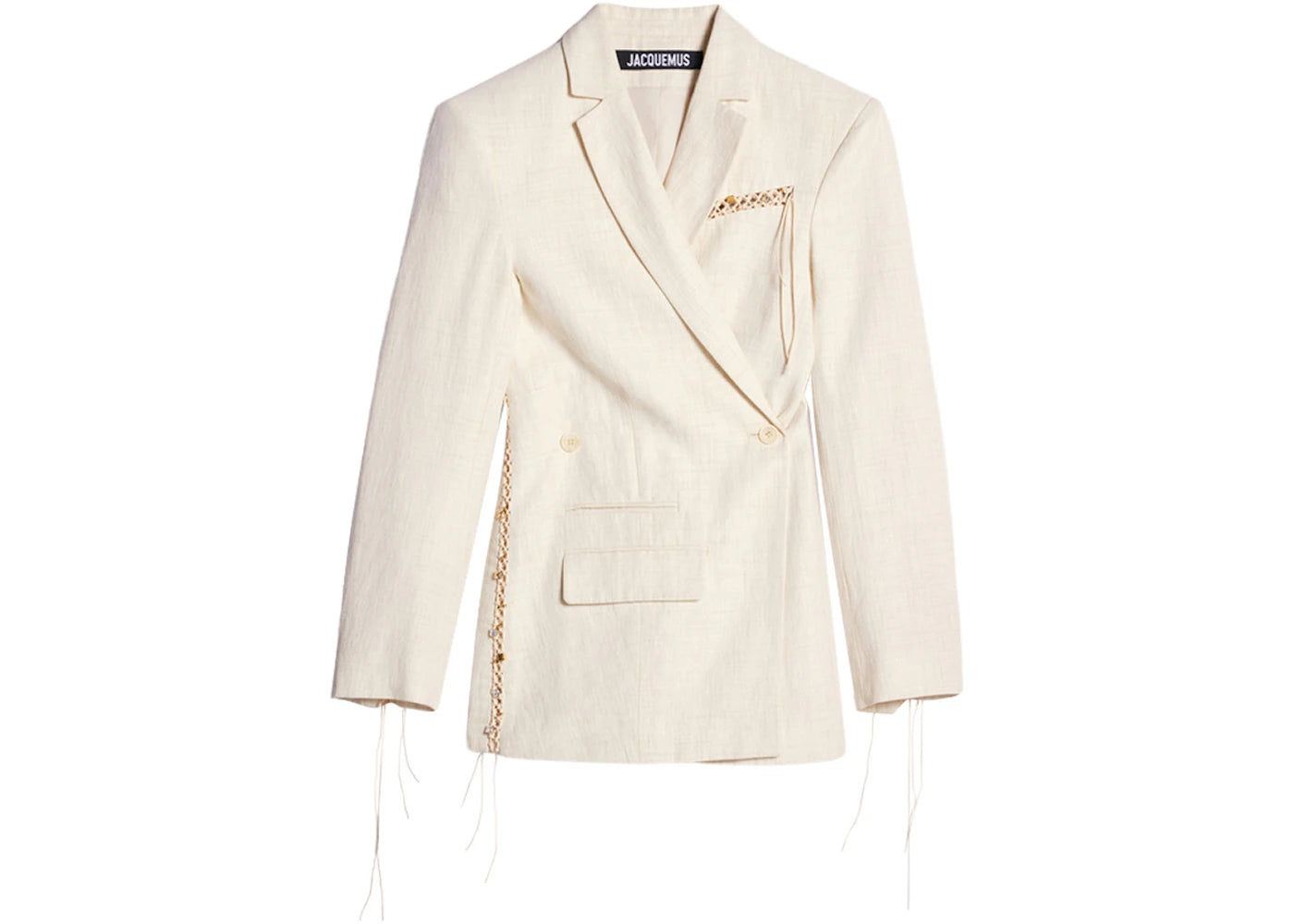 Jacquemus La Veste Tibau Brodee Embroidered Double-Breasted Jacket Off-White